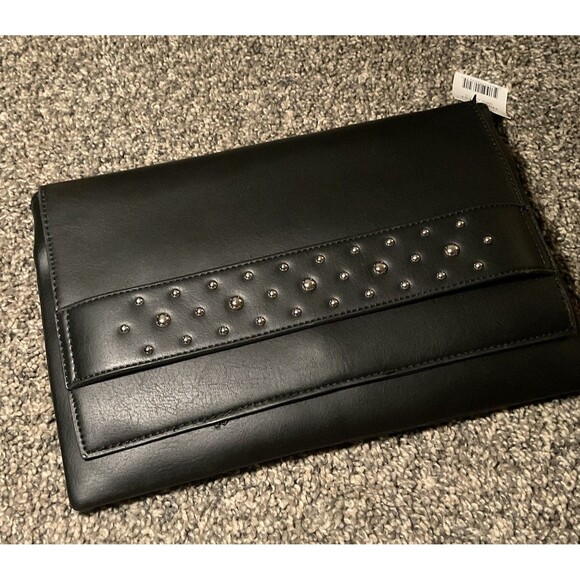 Black Clutch purse With Silver Studded Beading. Stud Clutch. - Picture 2 of 9